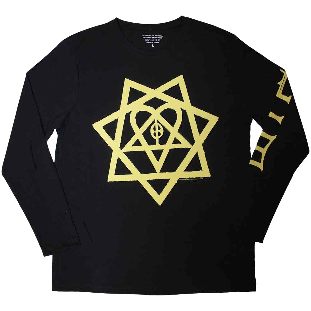 Him - Heartagram Honeycomb Longsleeve shirt - Zwart